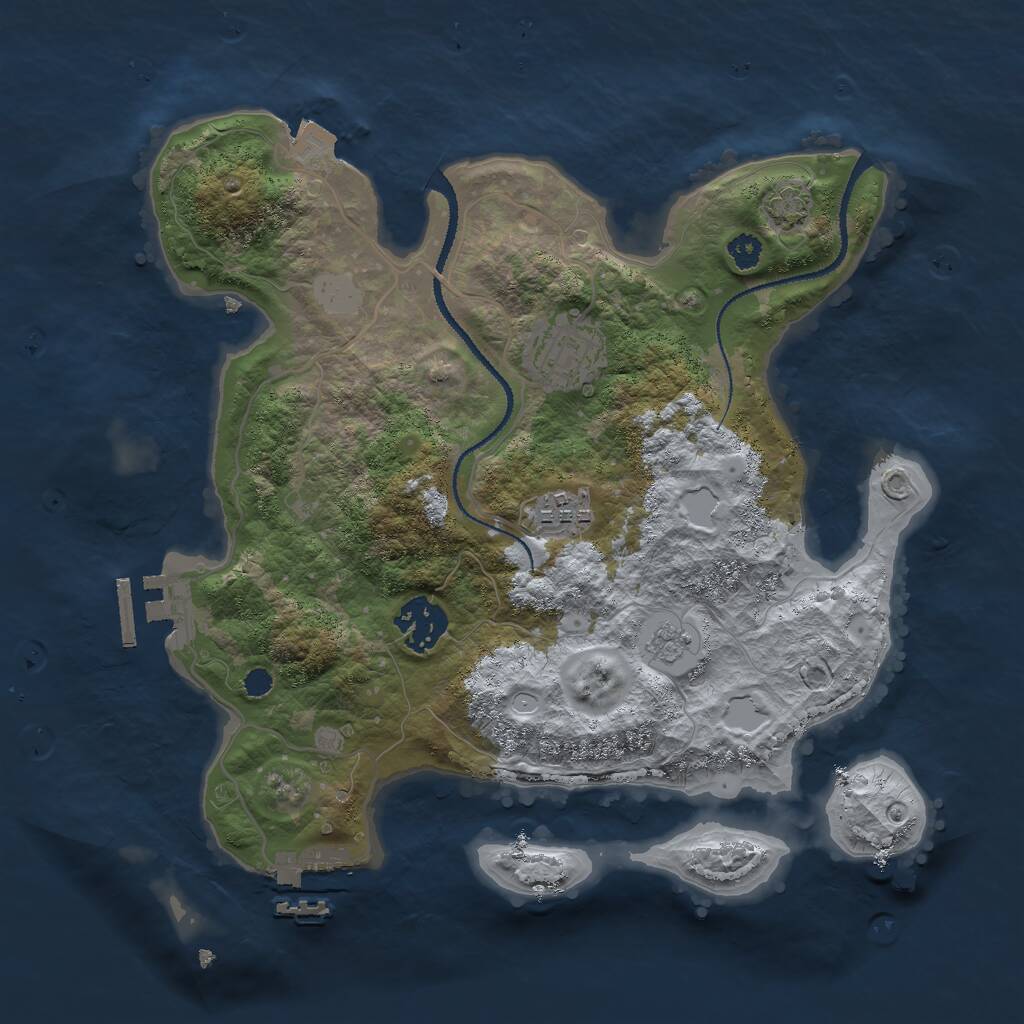 Rust Map: Procedural Map, Size: 3000, Seed: 2556256, 8 Monuments