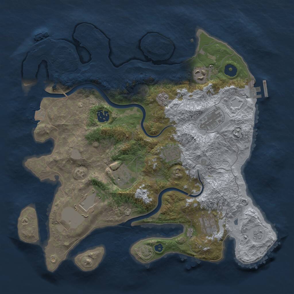 Rust Map: Procedural Map, Size: 3500, Seed: 27068902, 13 Monuments