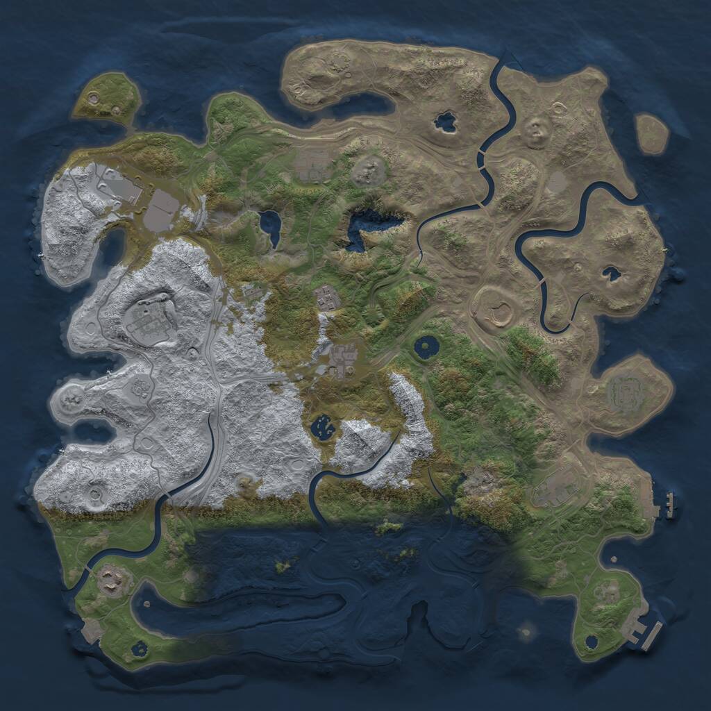 Rust Map: Procedural Map, Size: 4500, Seed: 406390357, 16 Monuments