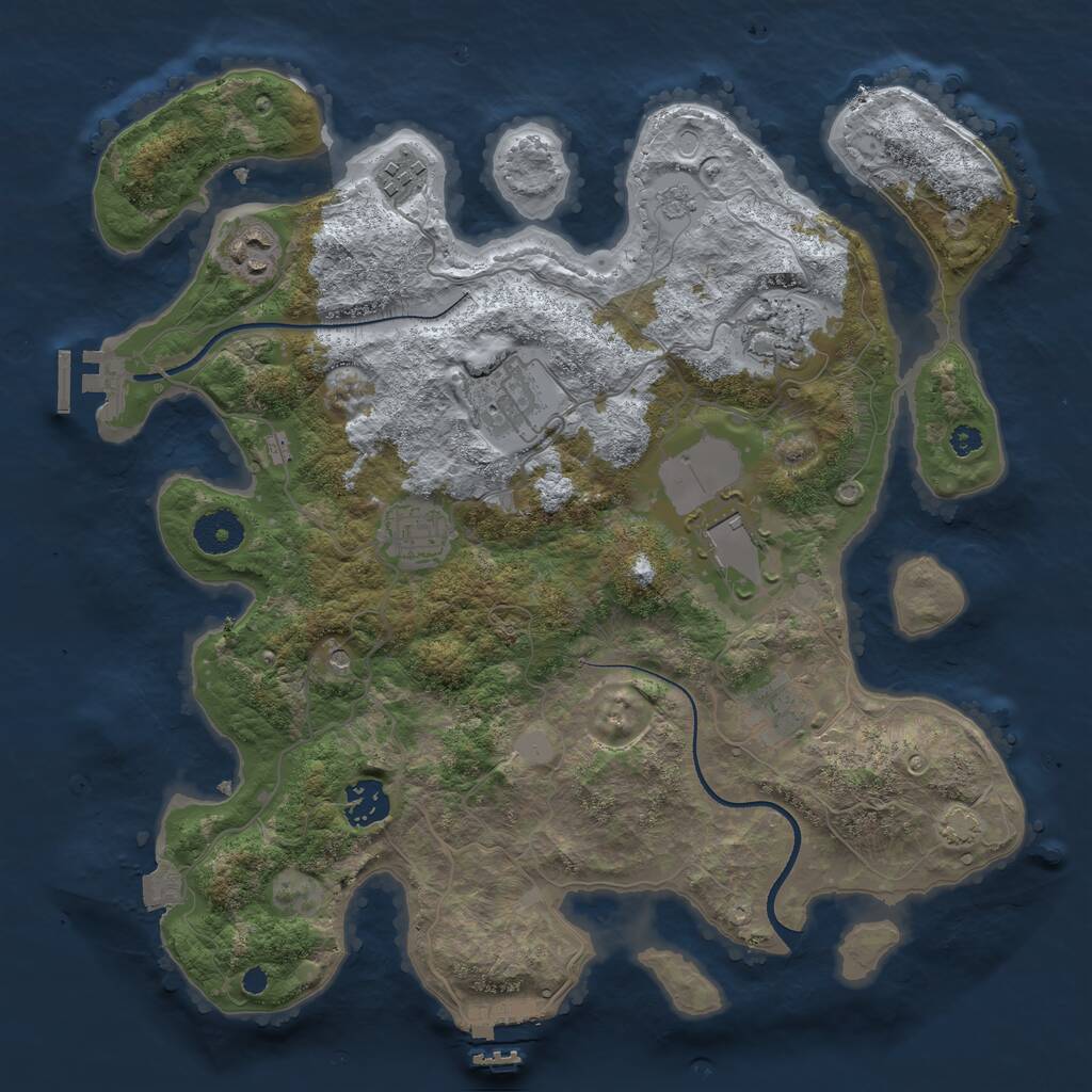 Rust Map: Procedural Map, Size: 3500, Seed: 986046878, 14 Monuments