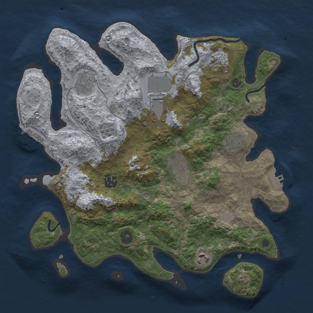 Rust Map: Procedural Map, Size: 3500, Seed: 857235, 15 Monuments