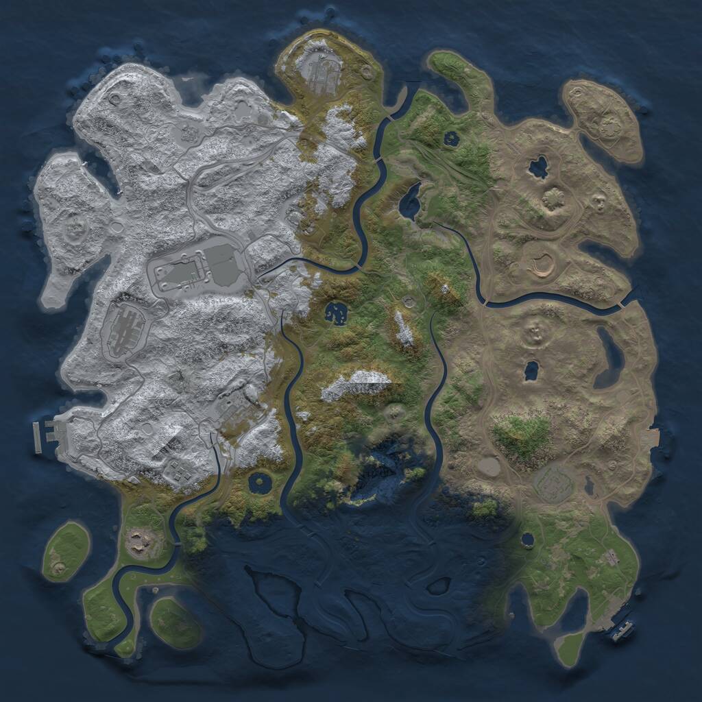 Rust Map: Procedural Map, Size: 4500, Seed: 14609, 16 Monuments