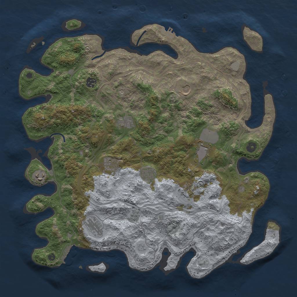 Rust Map: Procedural Map, Size: 4350, Seed: 69234369, 17 Monuments
