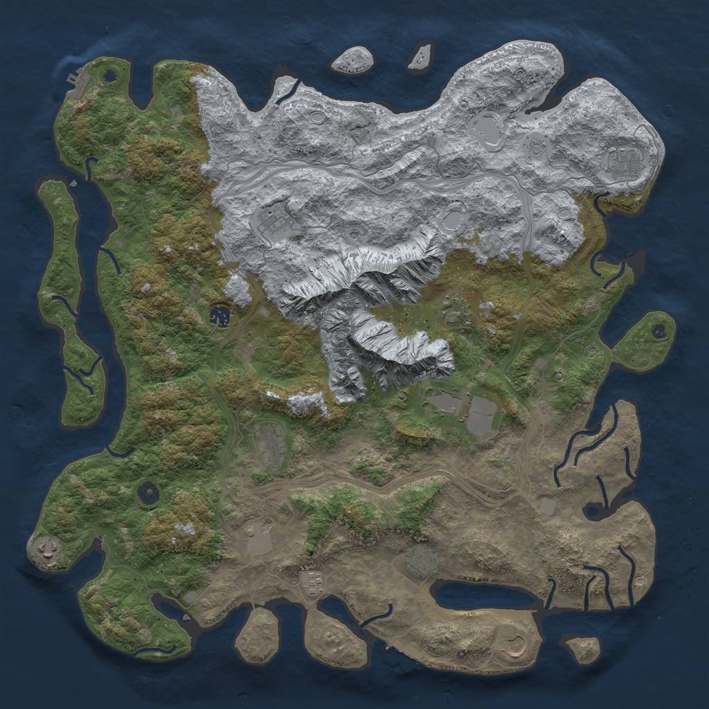 Rust Map: Procedural Map, Size: 5000, Seed: 954601388, 18 Monuments