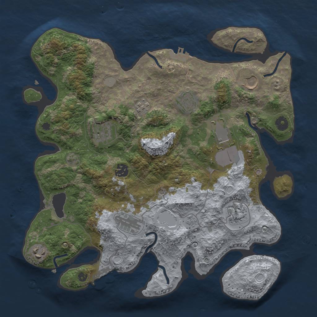 Rust Map: Procedural Map, Size: 3500, Seed: 65722461, 16 Monuments