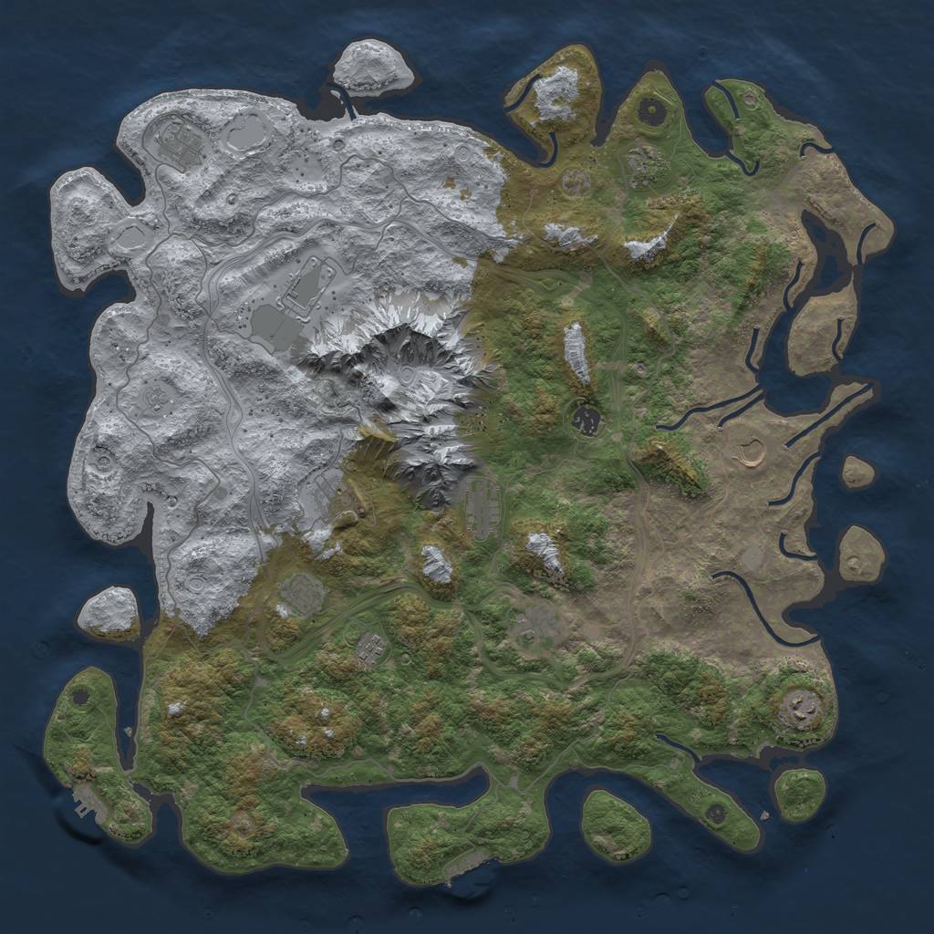 Rust Map: Procedural Map, Size: 5000, Seed: 1254567, 18 Monuments