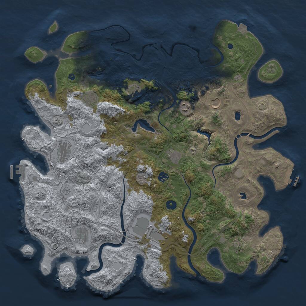 Rust Map: Procedural Map, Size: 4500, Seed: 726503645, 17 Monuments