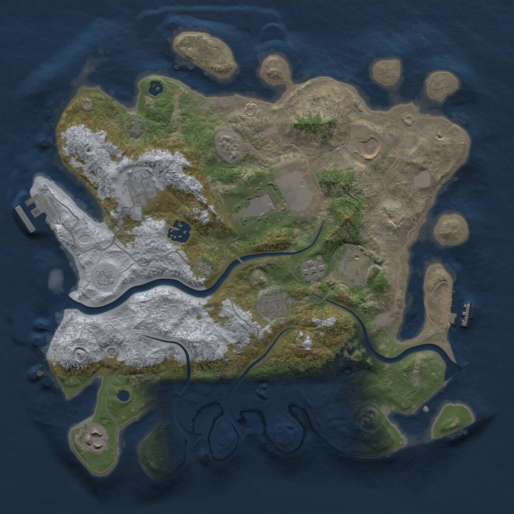 Rust Map: Procedural Map, Size: 3500, Seed: 93192568, 14 Monuments