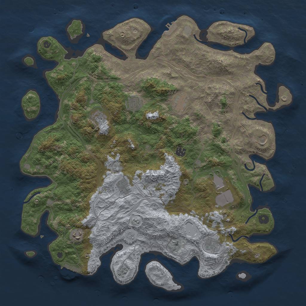 Rust Map: Procedural Map, Size: 4500, Seed: 150203, 17 Monuments