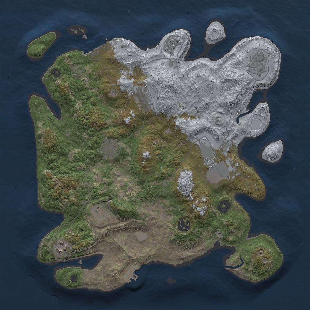 Rust Map: Procedural Map, Size: 3500, Seed: 13253226, 14 Monuments