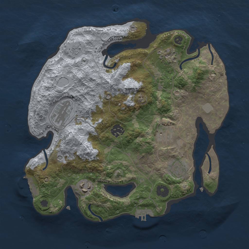 Rust Map: Procedural Map, Size: 3000, Seed: 578030440, 13 Monuments