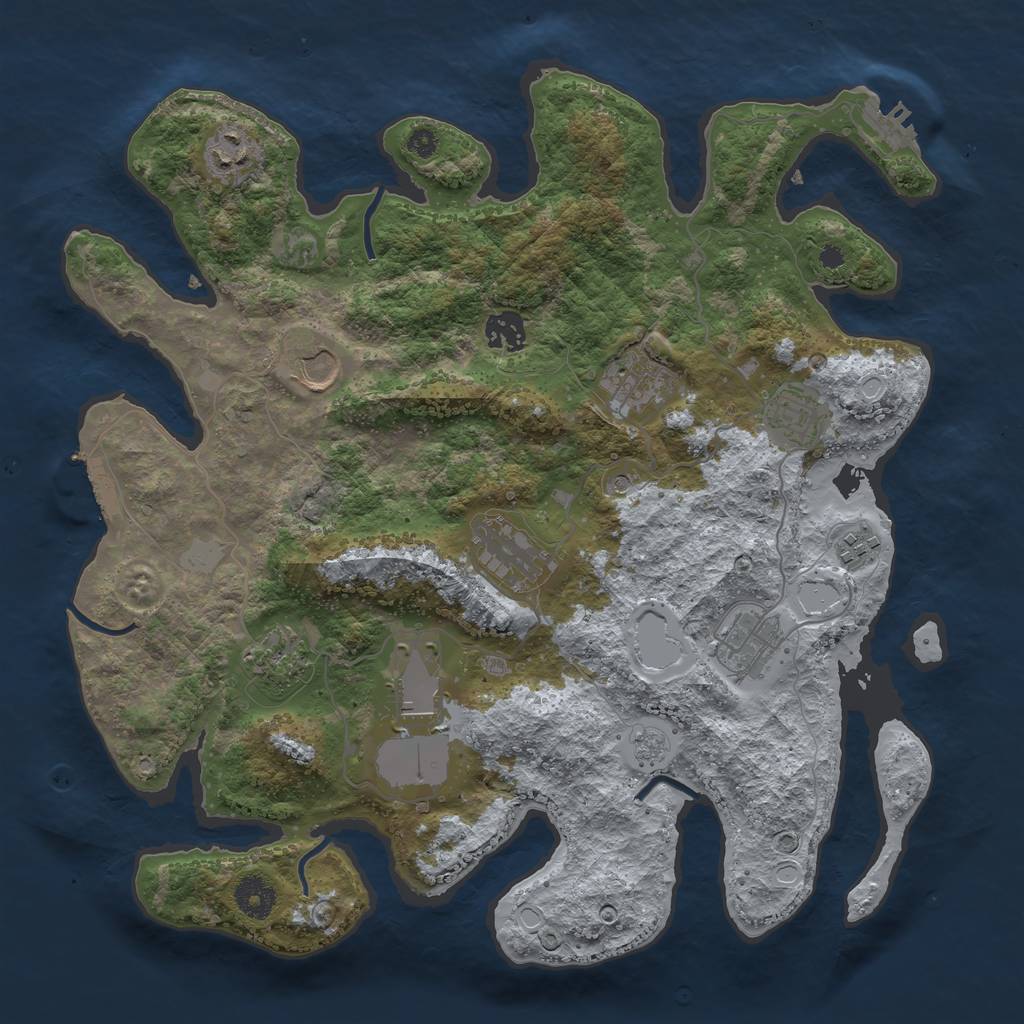 Rust Map: Procedural Map, Size: 3700, Seed: 865024, 17 Monuments