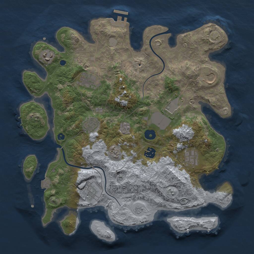 Rust Map: Procedural Map, Size: 3500, Seed: 857435643, 14 Monuments