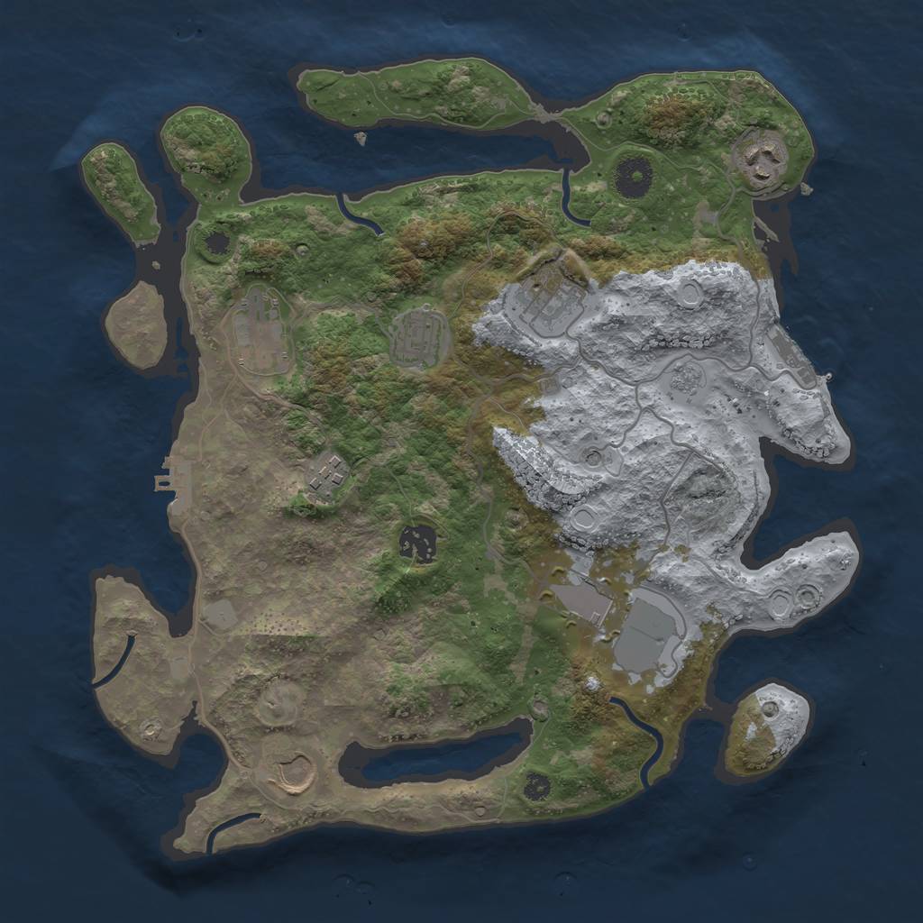 Rust Map: Procedural Map, Size: 3500, Seed: 75949084, 15 Monuments