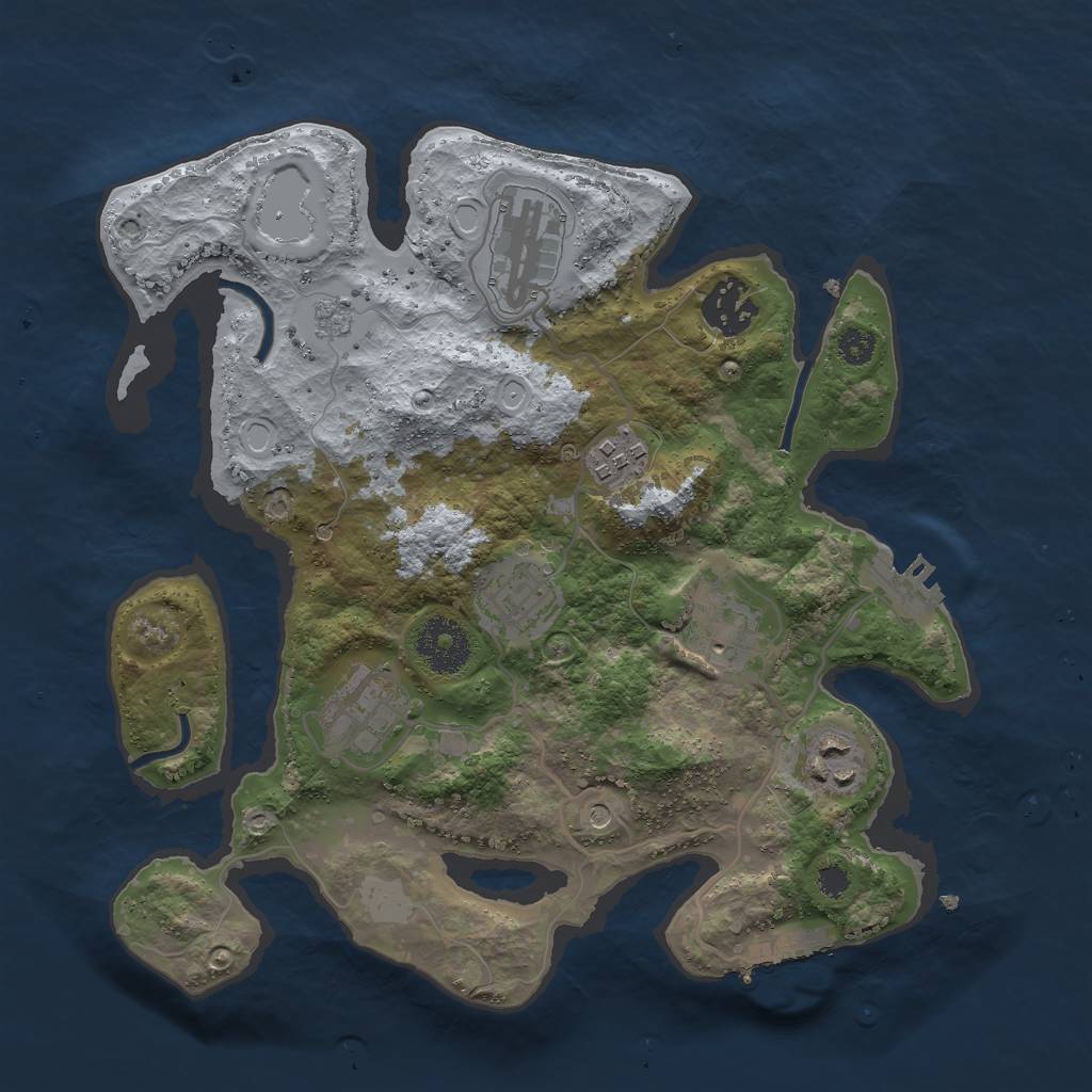 Rust Map: Procedural Map, Size: 3000, Seed: 1091597583, 14 Monuments