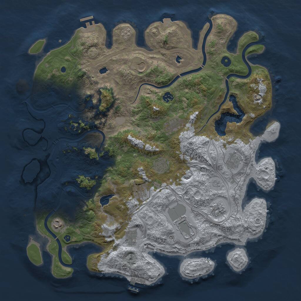Rust Map: Procedural Map, Size: 4500, Seed: 841767856, 17 Monuments