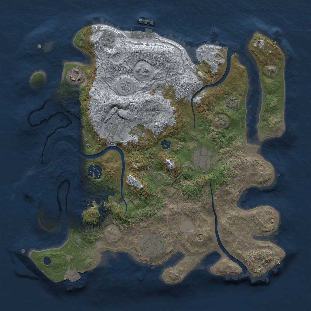 Rust Map: Procedural Map, Size: 3200, Seed: 2067339732, 12 Monuments