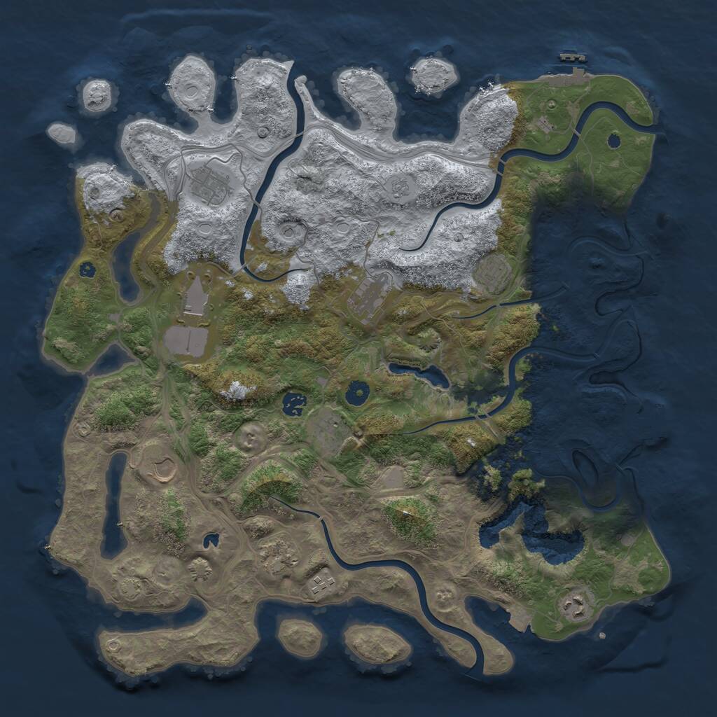 Rust Map: Procedural Map, Size: 4400, Seed: 668712, 16 Monuments