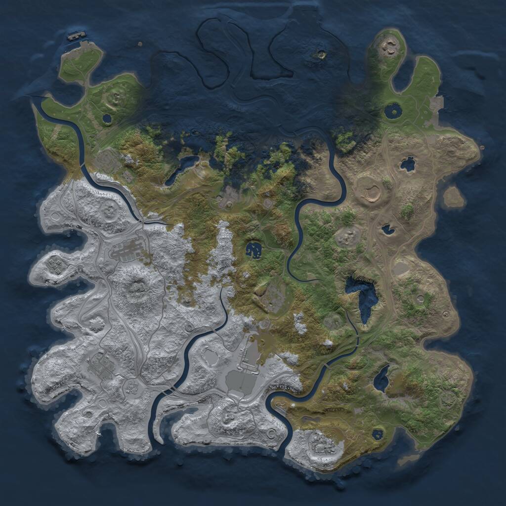 Rust Map: Procedural Map, Size: 4550, Seed: 1209847406, 17 Monuments