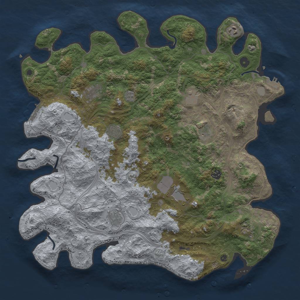 Rust Map: Procedural Map, Size: 4550, Seed: 1209847406, 17 Monuments