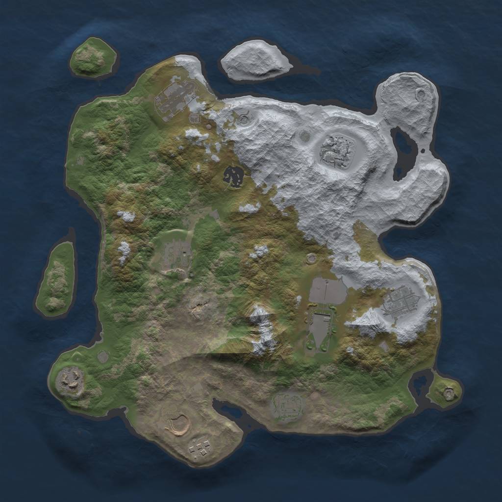 Rust Map: Barren, Size: 3550, Seed: 470948, 13 Monuments