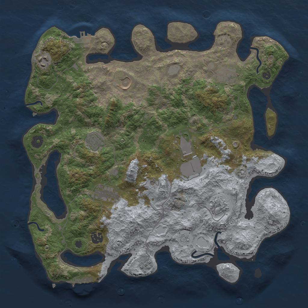 Rust Map: Procedural Map, Size: 3750, Seed: 659669758, 16 Monuments