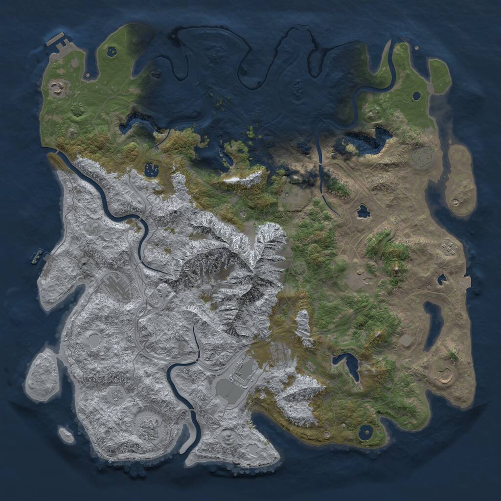 Rust Map: Procedural Map, Size: 5000, Seed: 540941291, 17 Monuments