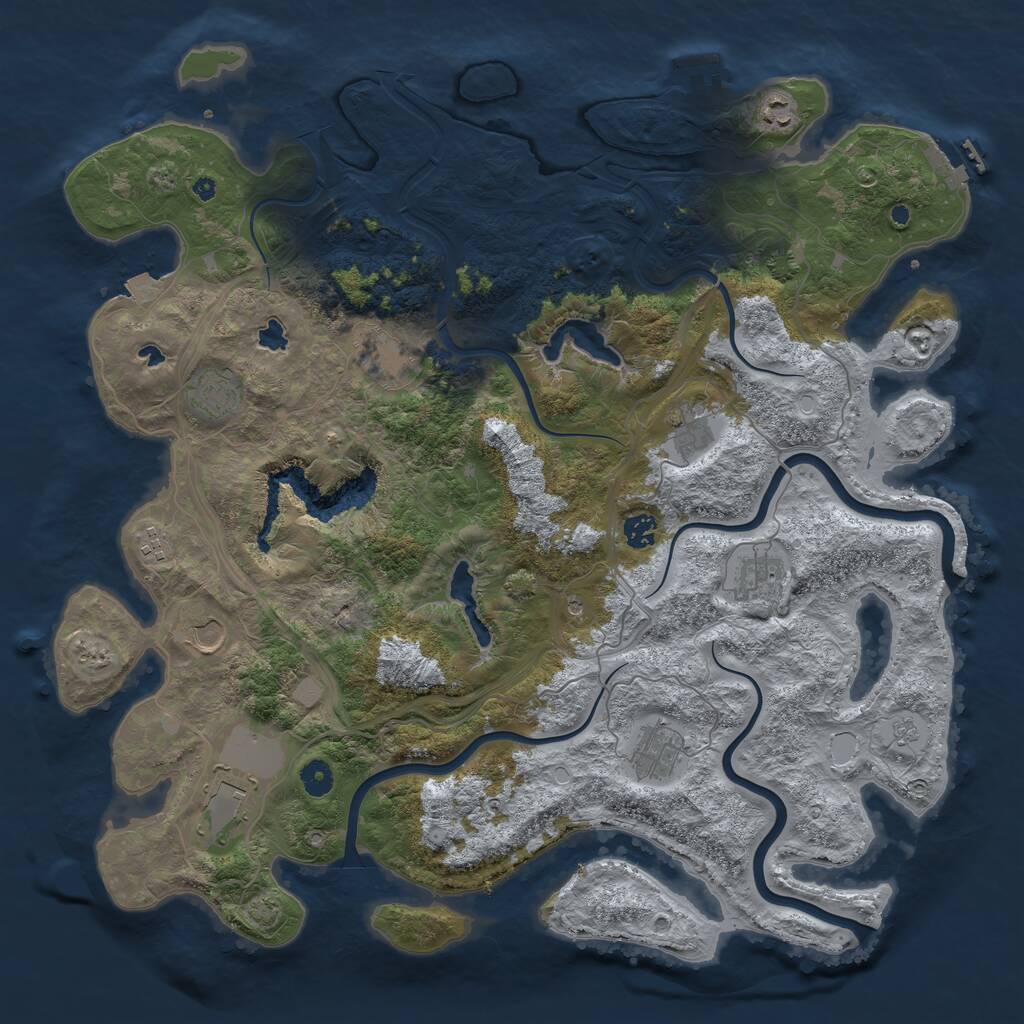 Rust Map: Procedural Map, Size: 4501, Seed: 800698464, 16 Monuments