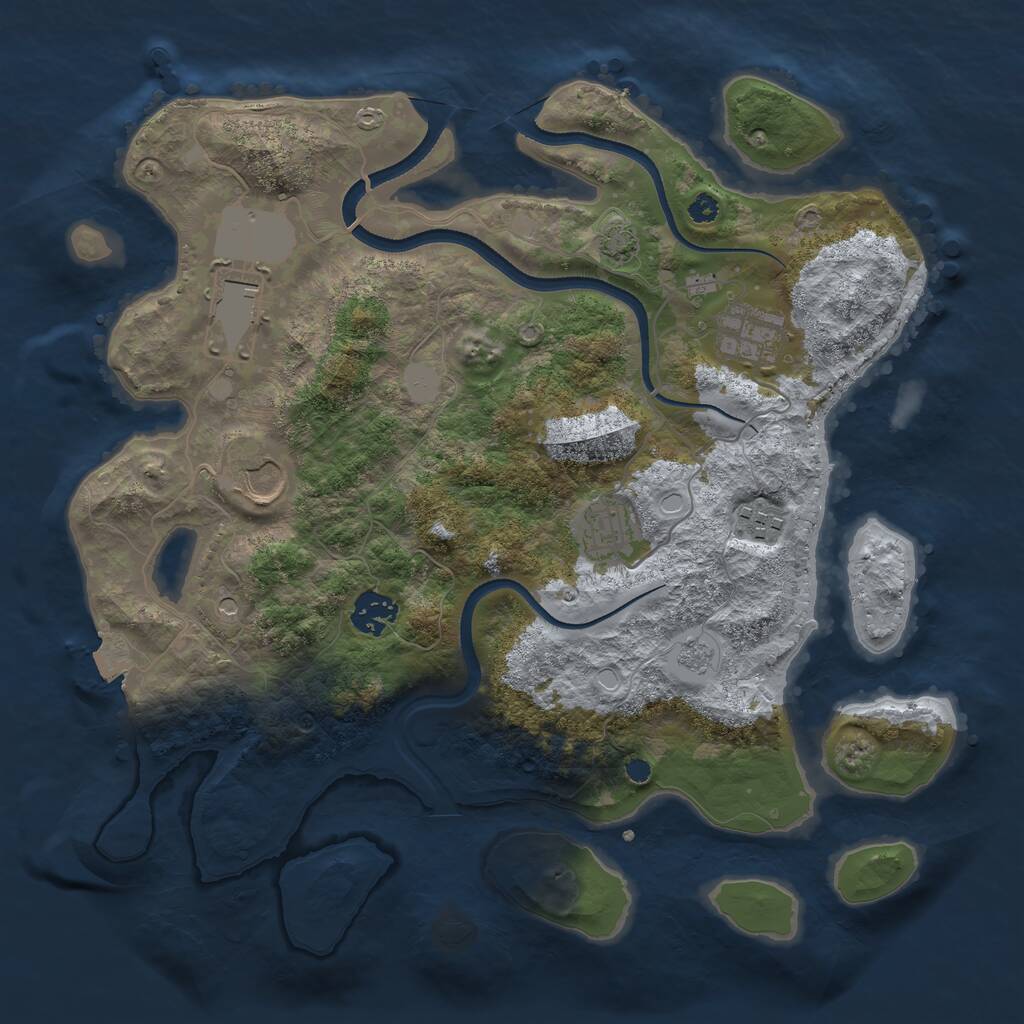 Rust Map: Procedural Map, Size: 3500, Seed: 634479398, 10 Monuments