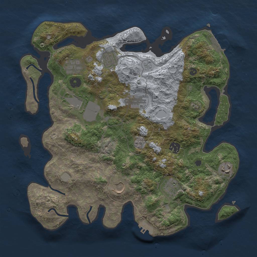 Rust Map: Procedural Map, Size: 3500, Seed: 321424, 15 Monuments