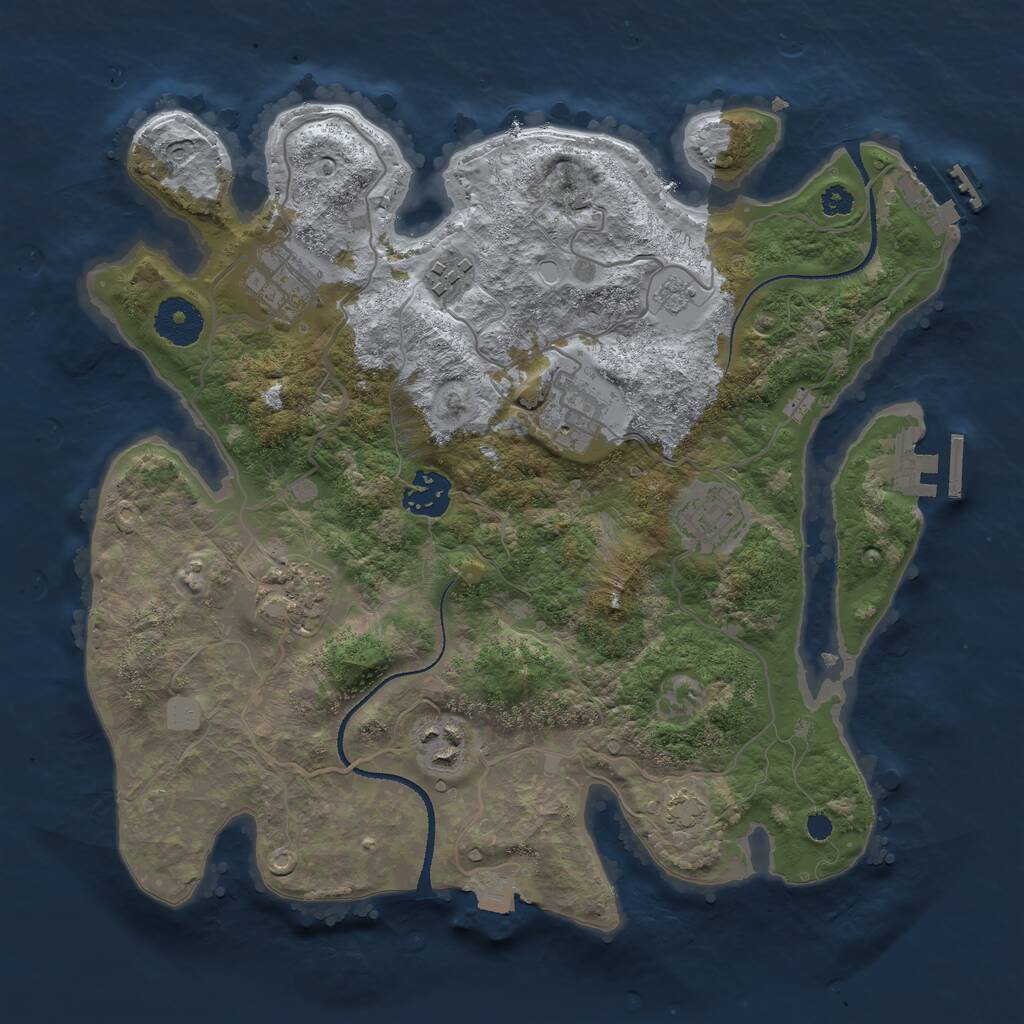 Rust Map: Procedural Map, Size: 3250, Seed: 75421324, 12 Monuments