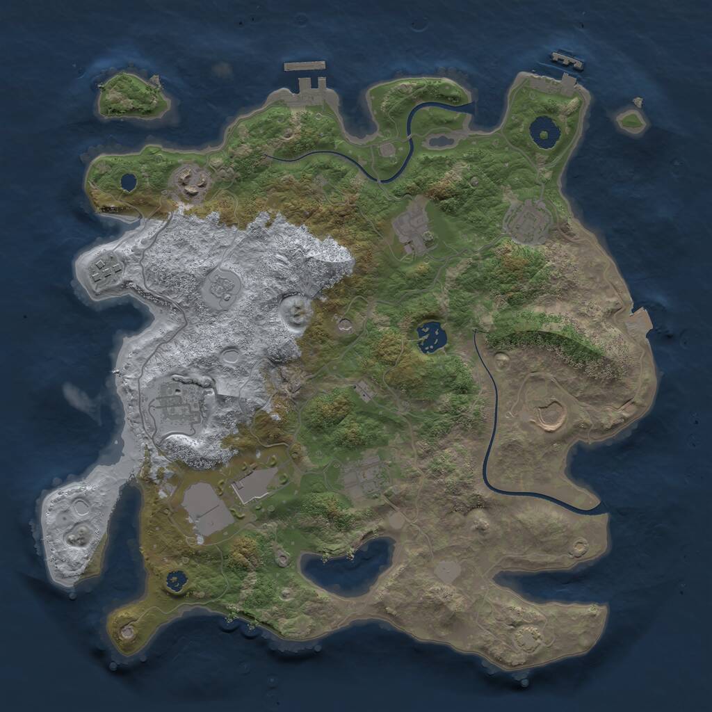 Rust Map: Procedural Map, Size: 3500, Seed: 1392856307, 15 Monuments