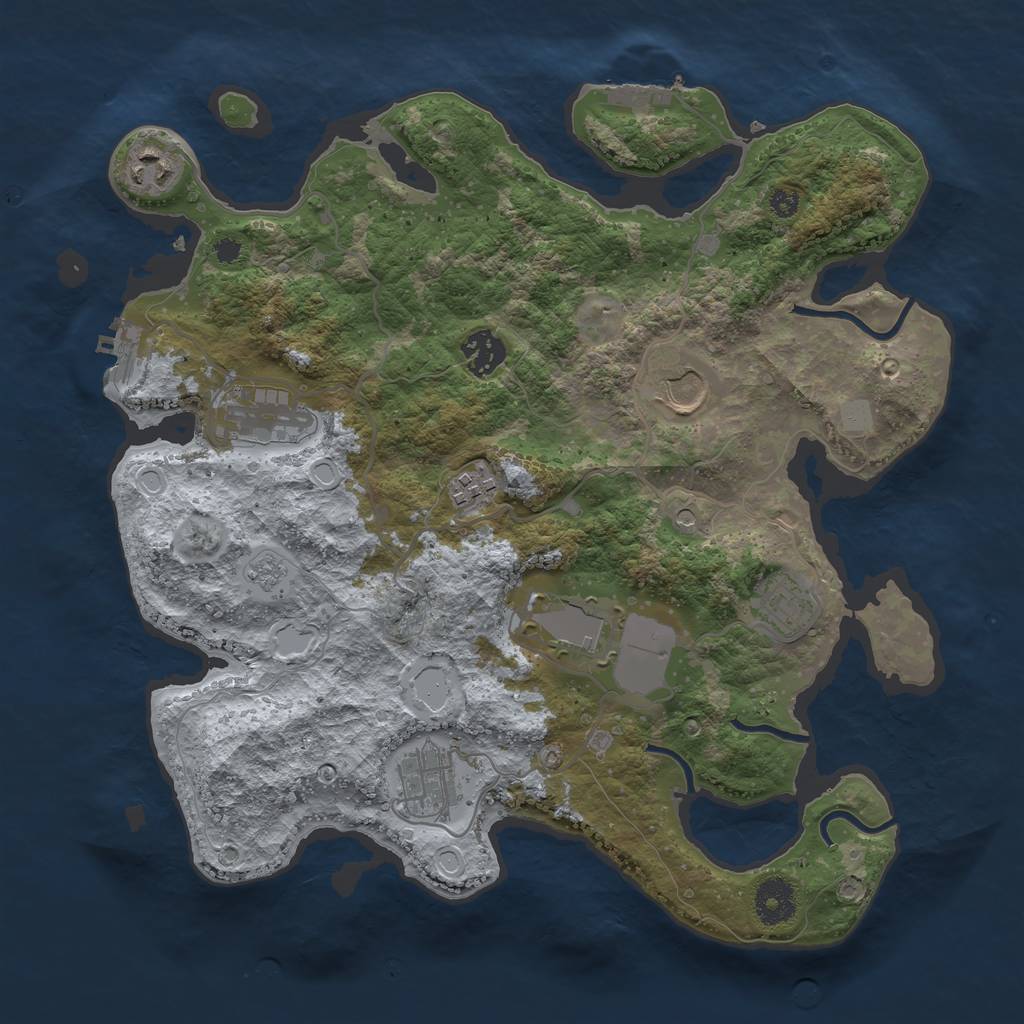 Rust Map: Procedural Map, Size: 3501, Seed: 54321, 15 Monuments