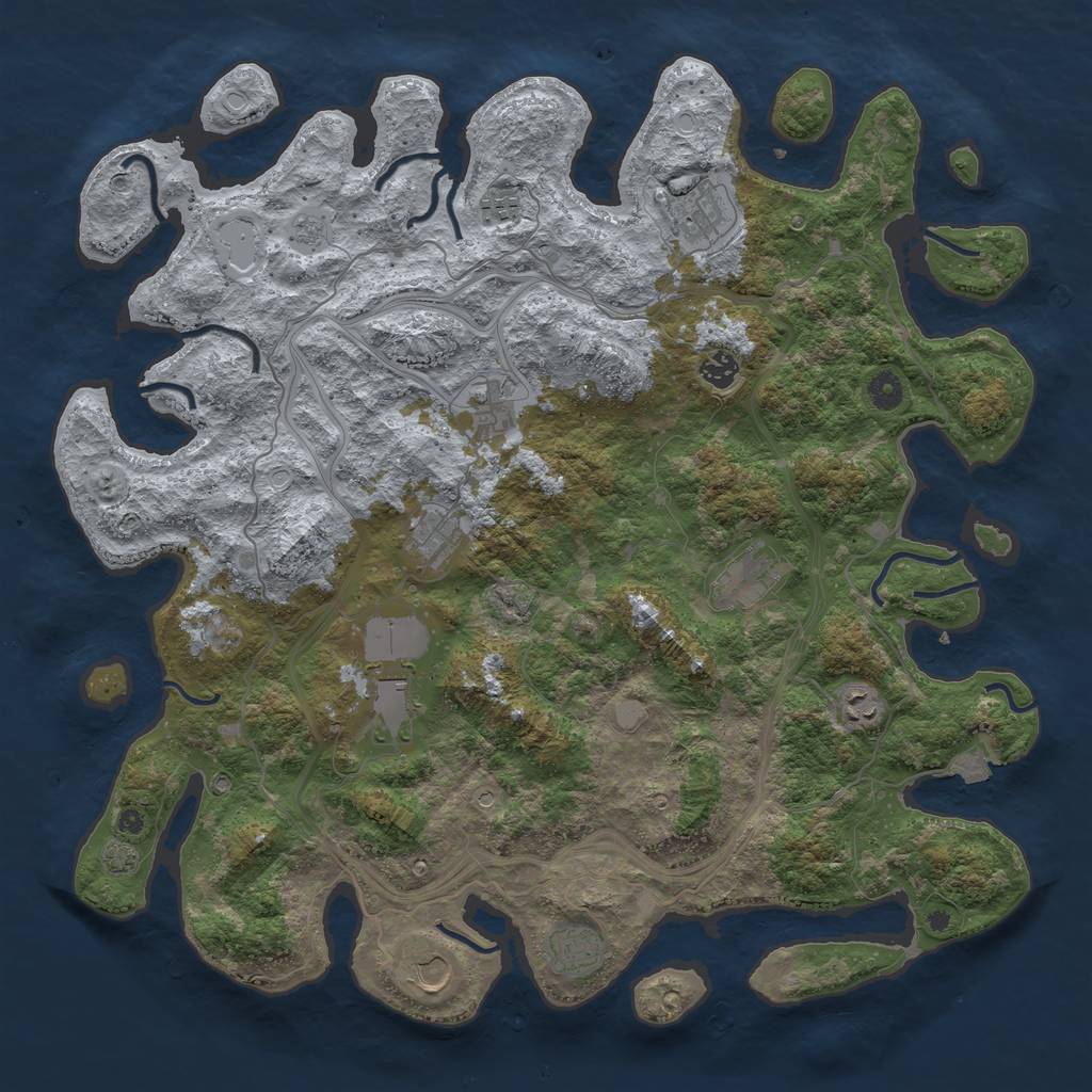 Rust Map: Procedural Map, Size: 4500, Seed: 70841935, 16 Monuments
