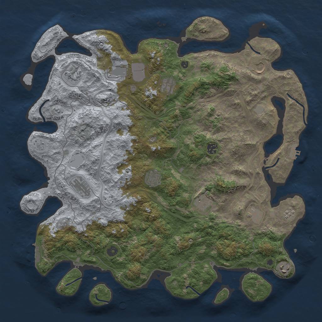 Rust Map: Procedural Map, Size: 4500, Seed: 2041291525, 18 Monuments