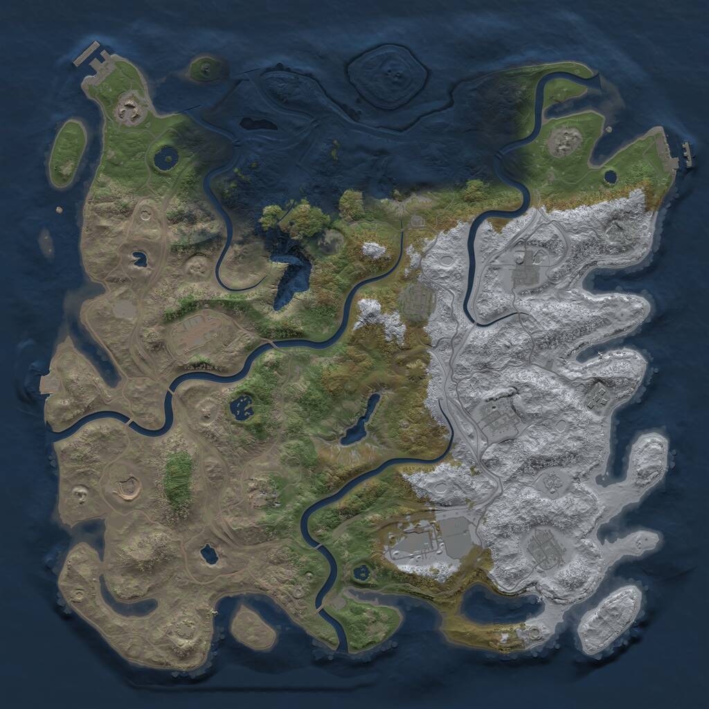 Rust Map: Procedural Map, Size: 4500, Seed: 1045526350, 17 Monuments