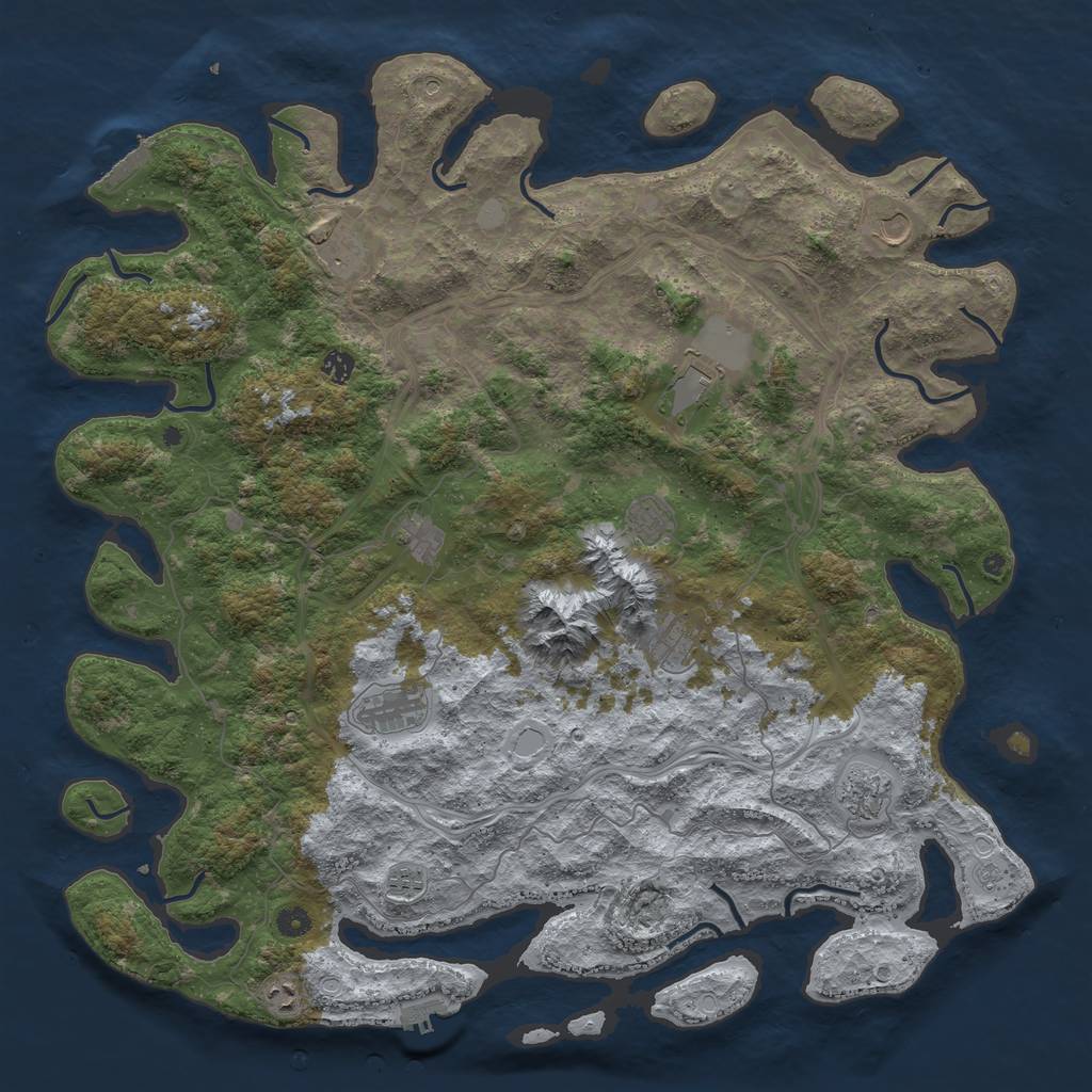 Rust Map: Procedural Map, Size: 5000, Seed: 9067438, 18 Monuments