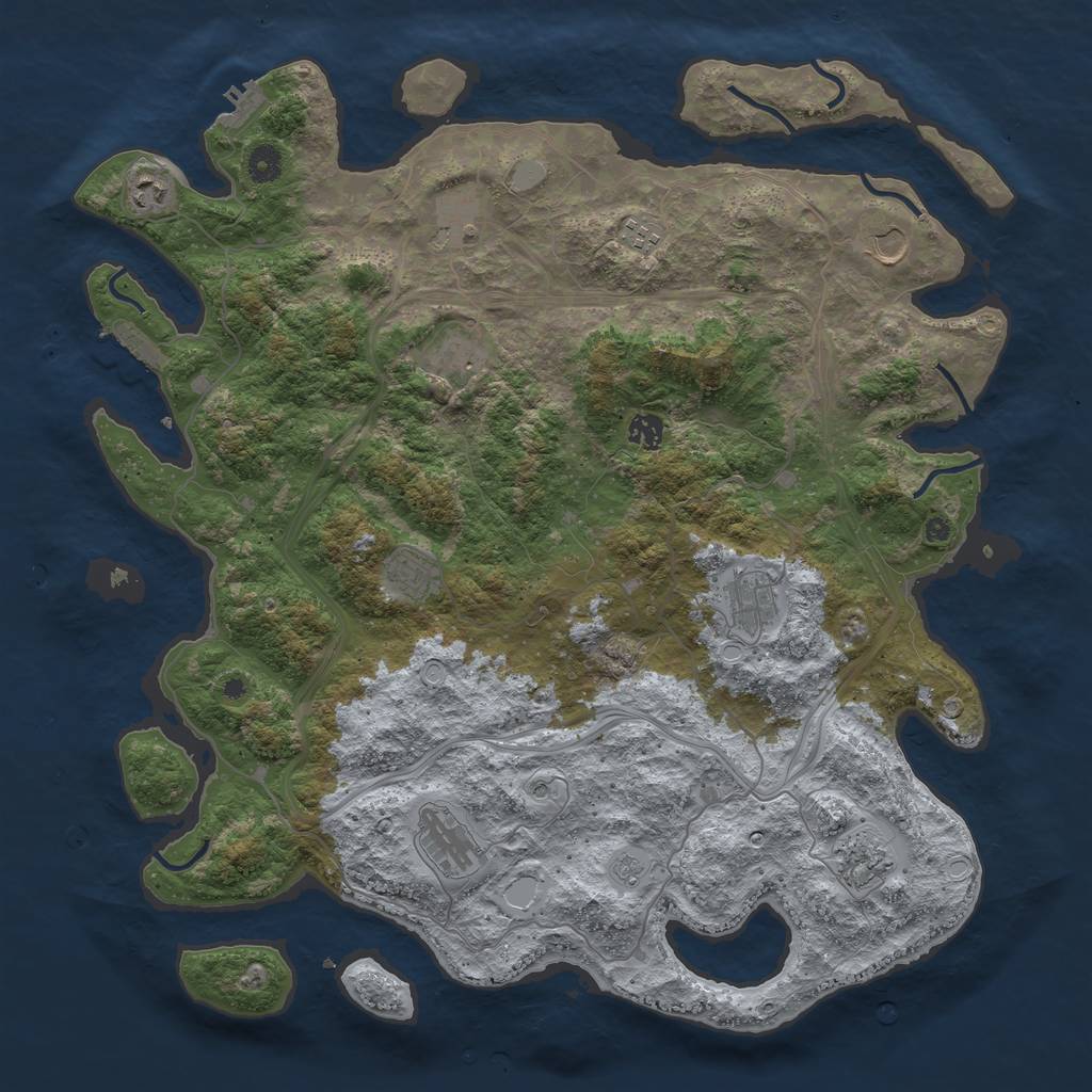 Rust Map: Procedural Map, Size: 4500, Seed: 959079078, 17 Monuments
