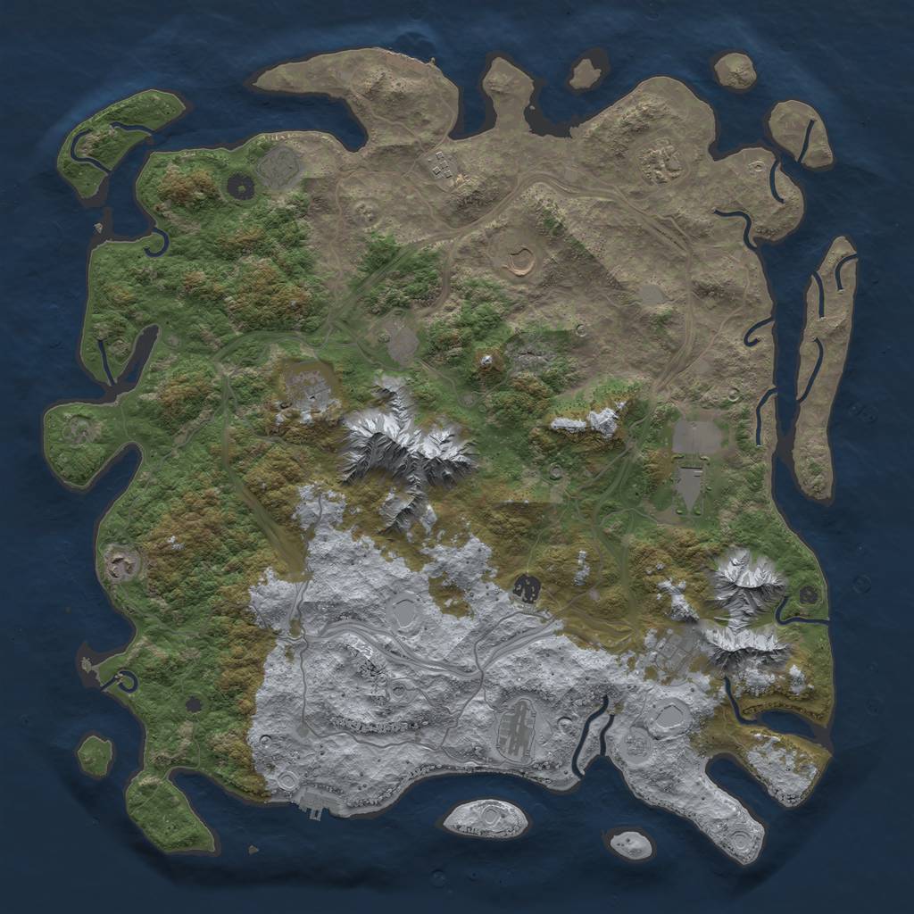 Rust Map: Procedural Map, Size: 5000, Seed: 483961278, 18 Monuments