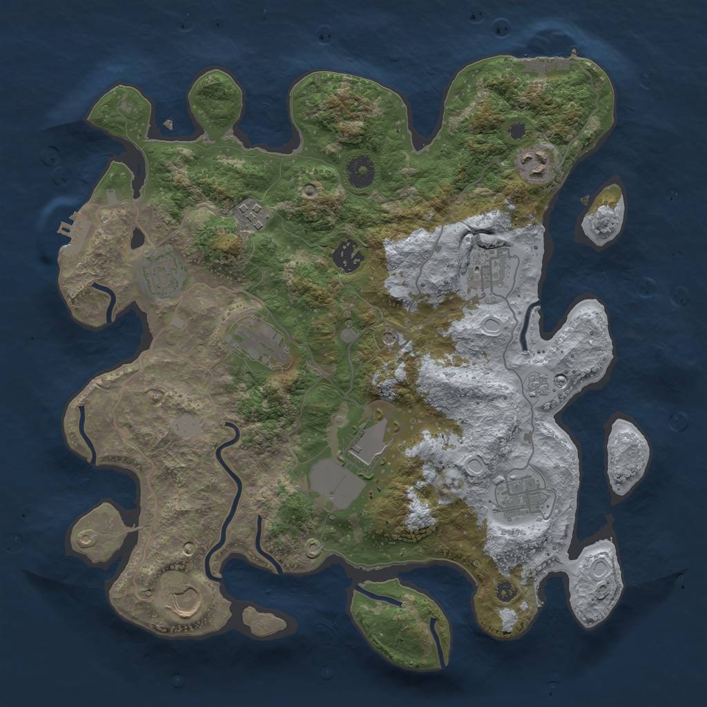 Rust Map: Procedural Map, Size: 3500, Seed: 2090090107, 16 Monuments