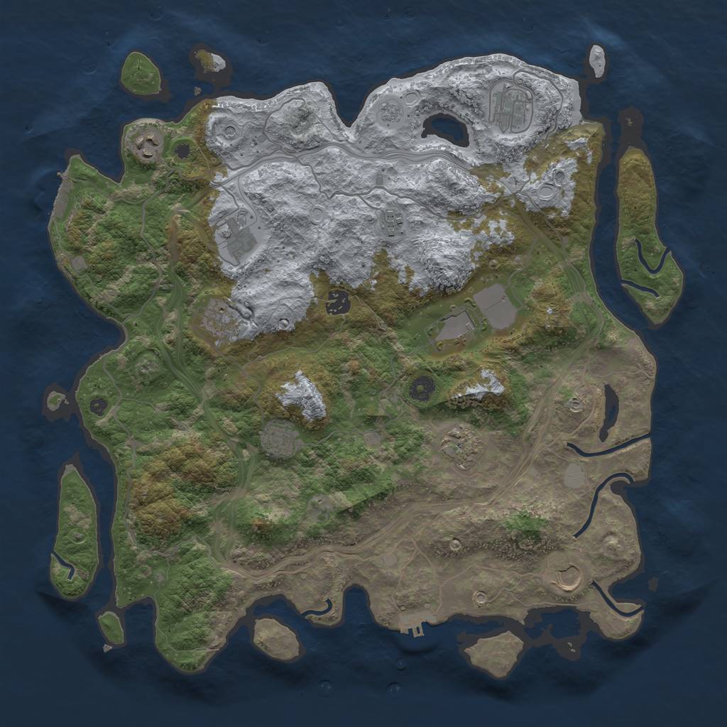 Rust Map: Procedural Map, Size: 4250, Seed: 1140911173, 17 Monuments