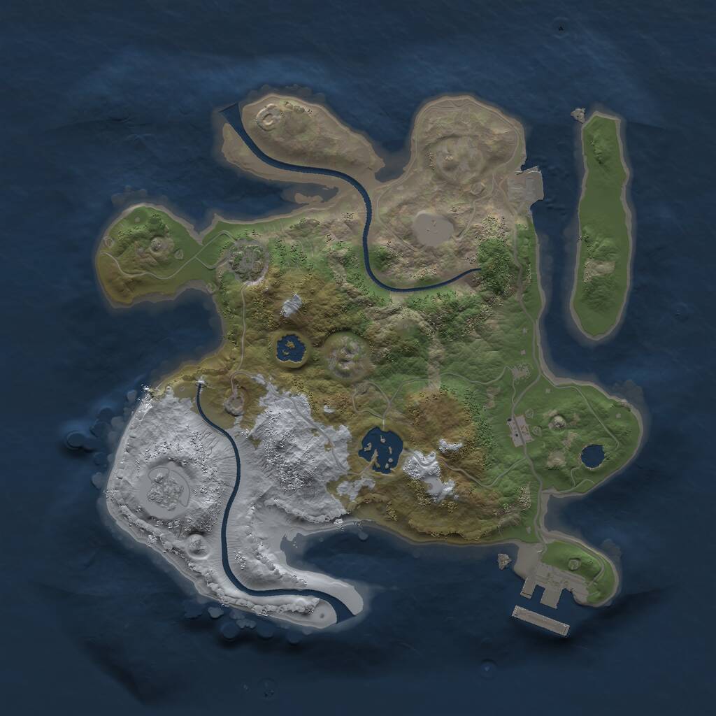 Rust Map: Procedural Map, Size: 2500, Seed: 2097289887, 5 Monuments