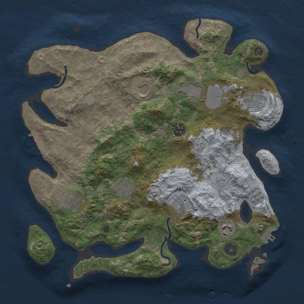 Rust Map: Procedural Map, Size: 3500, Seed: 41234434, 16 Monuments