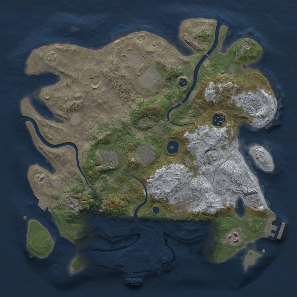Rust Map: Procedural Map, Size: 3500, Seed: 41234434, 15 Monuments