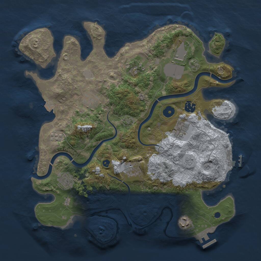 Rust Map: Procedural Map, Size: 3500, Seed: 8437896, 15 Monuments