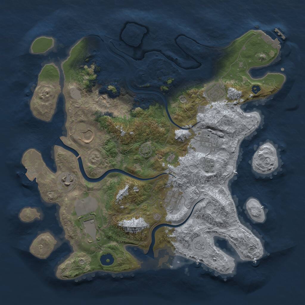 Rust Map: Procedural Map, Size: 3500, Seed: 26722565, 12 Monuments
