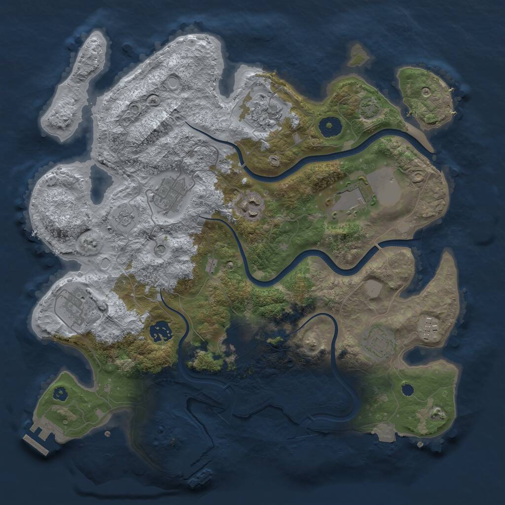 Rust Map: Procedural Map, Size: 3500, Seed: 33953908, 15 Monuments