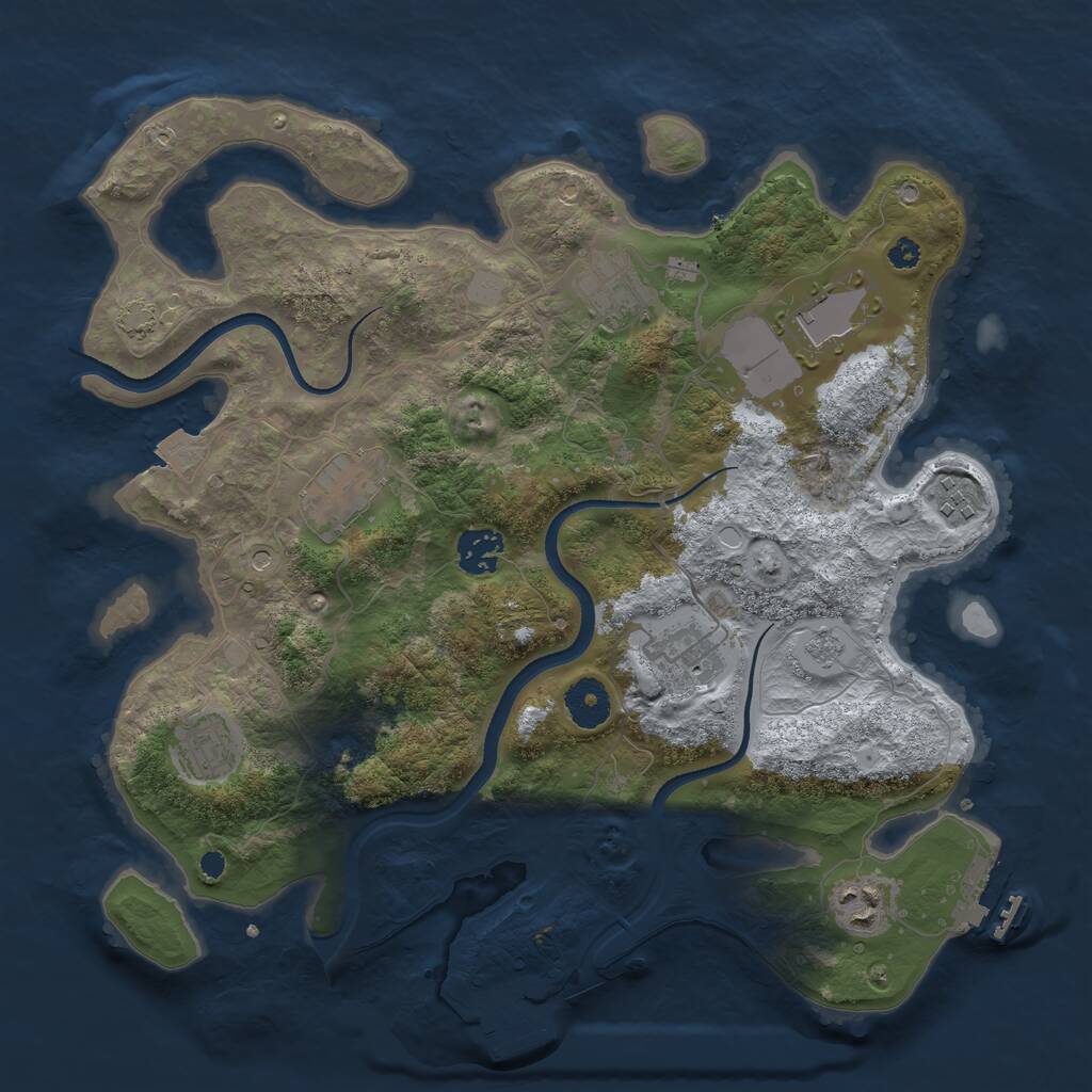 Rust Map: Procedural Map, Size: 3500, Seed: 73229932, 14 Monuments