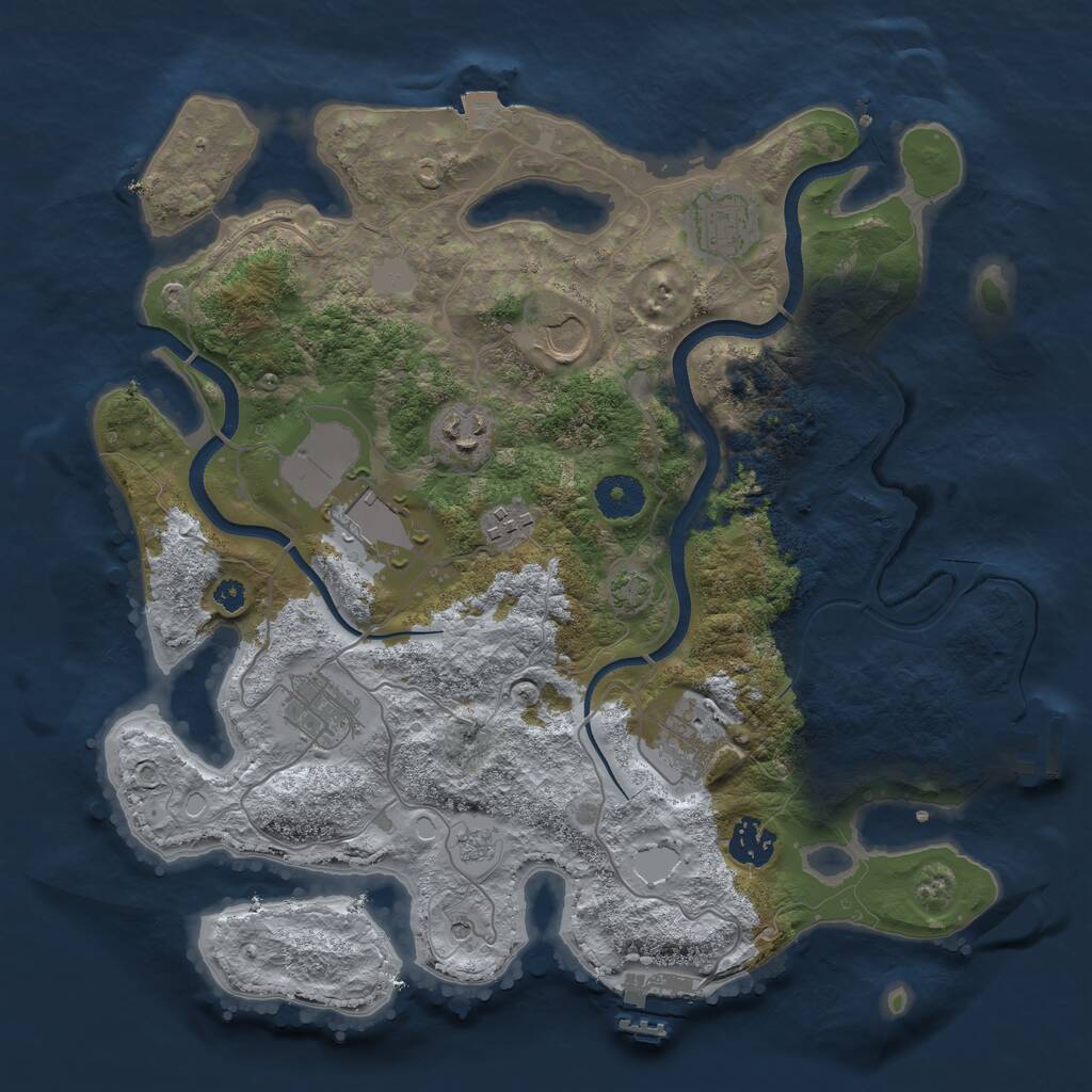 Rust Map: Procedural Map, Size: 3500, Seed: 31311949, 14 Monuments