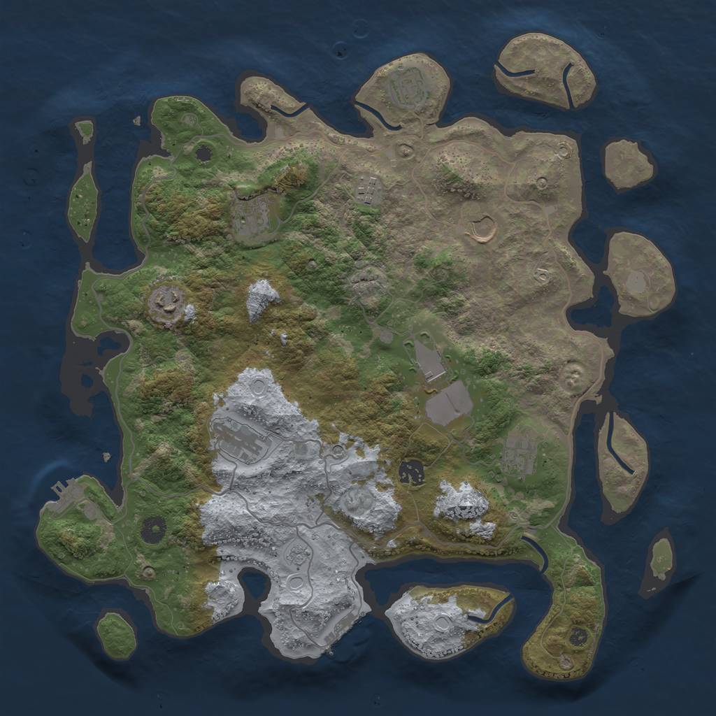 Rust Map: Procedural Map, Size: 4000, Seed: 38428, 16 Monuments